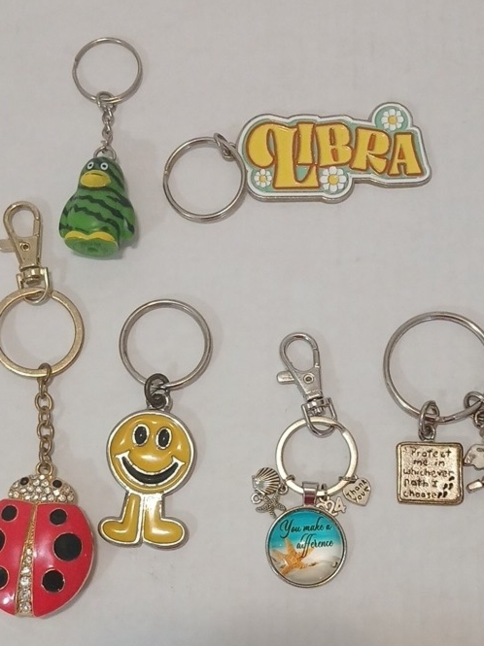 Lot Of 6 Metal Plastic Keychains VTG-MODERN MULTICOLOR